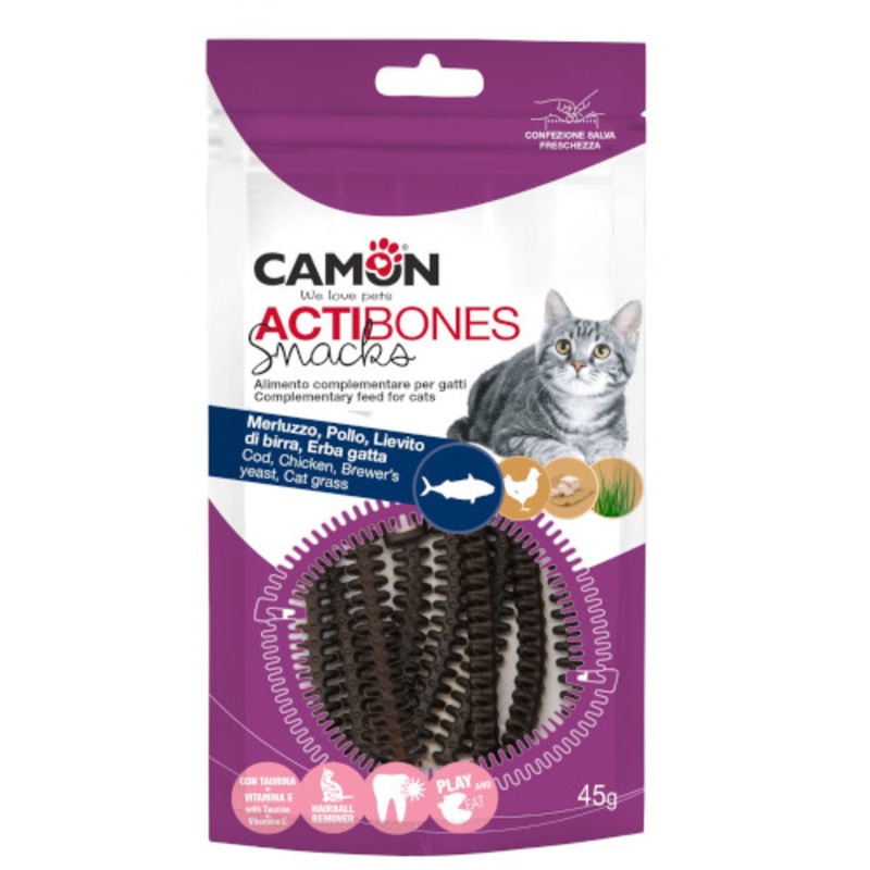 CAMON Actibones  cod and chicken snack for cats, 45g.