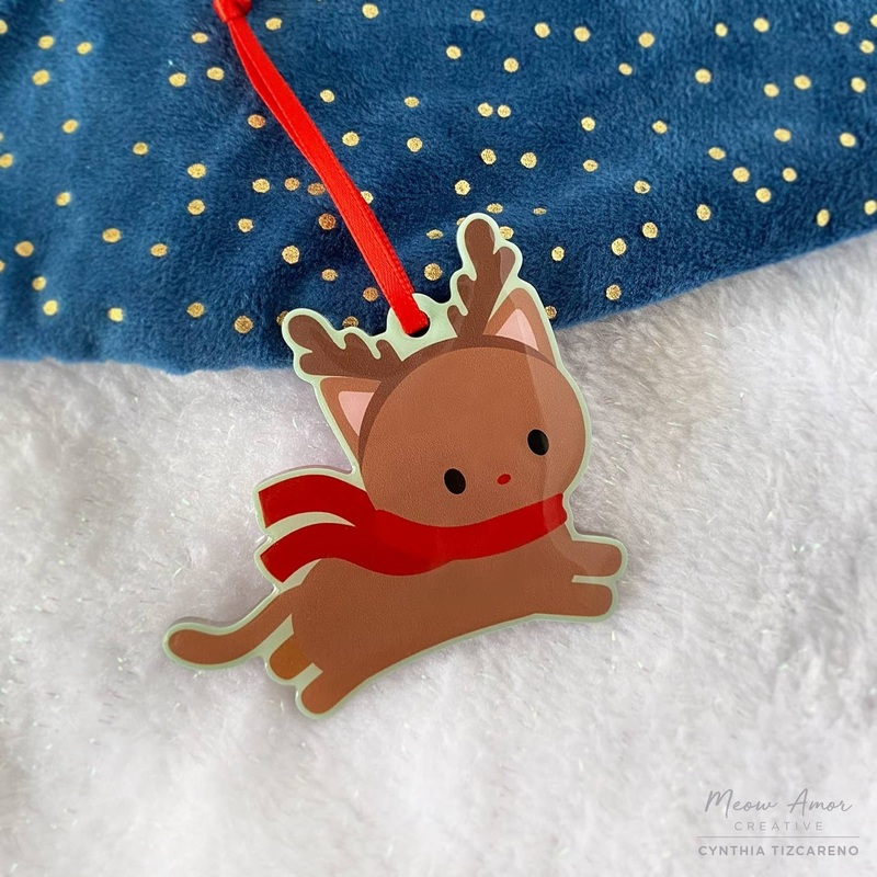 Reindeer Cat Acrylic Holiday Ornament