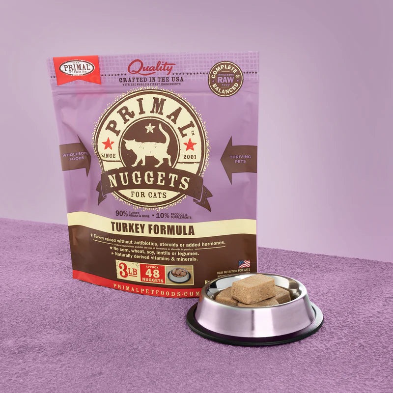 *In Store Only* Primal Feline Raw Frozen Nuggets Turkey 3lb