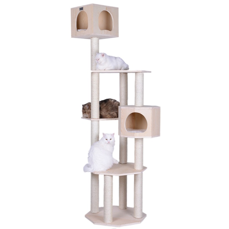 Armarkat 85-in Premium Scots Pine Real Wood Condo & Cat Tree, Natural