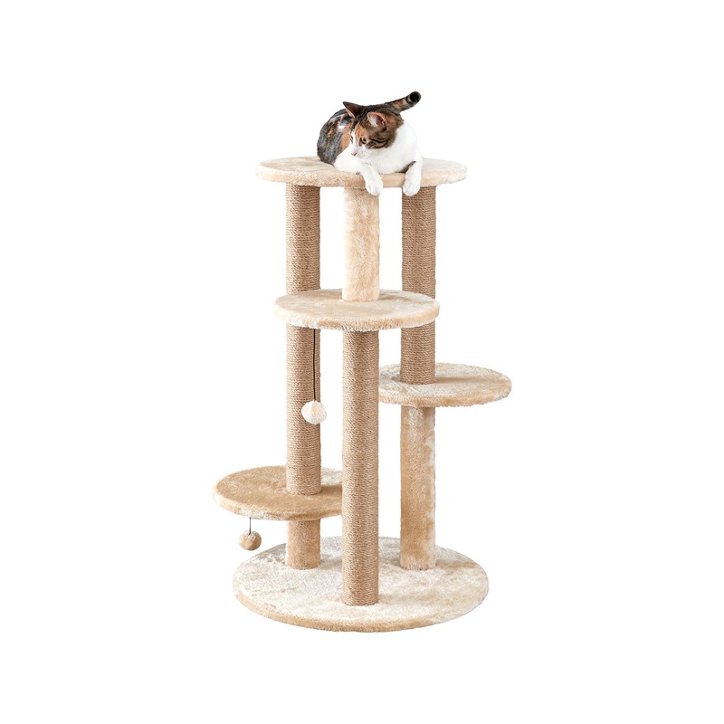 Two By Two The Fir 36-in Faux-Fleece Cat Tree, Beige