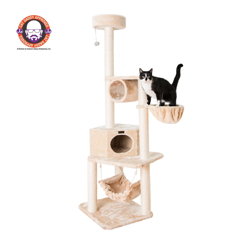 Armarkat 72-in Classic Faux Fur Real Wood Condo, Basket & Cat Tree, Beige