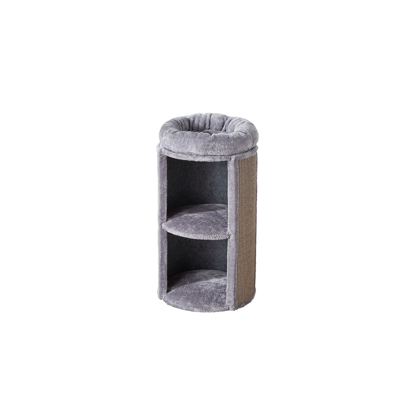 Two By Two The Juniper 25-in Plush Cat Condo & Pillowtop Bed, Grey