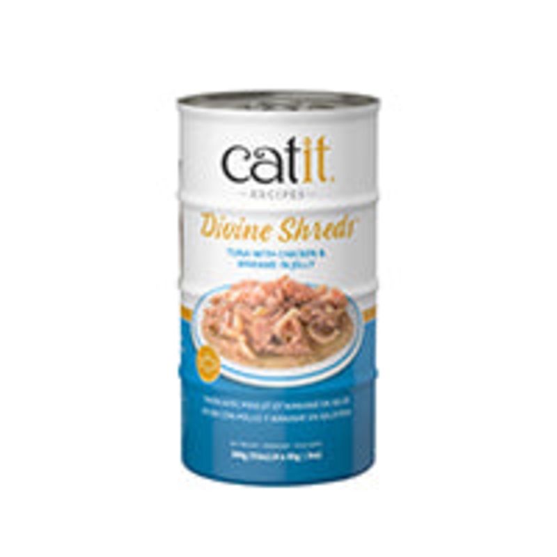 Catit Divine Shreds – Tuna with Chicken & Wakame in Jelly – 4 x 85 g Cans