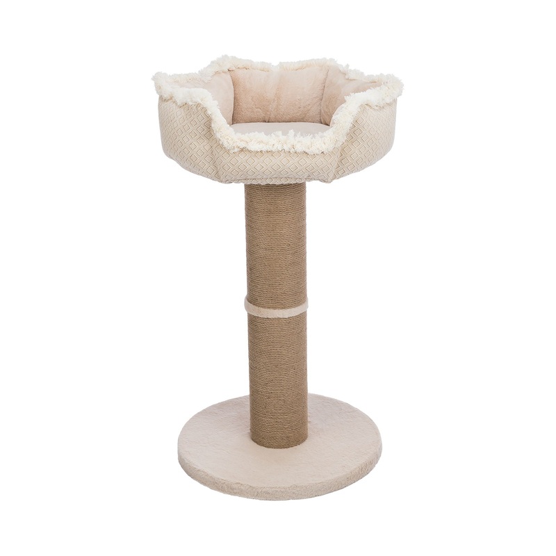 TRIXIE Boho 32″ Cat Tree with Jute Scratching Post, Plush Platform with Removable Cat Bed