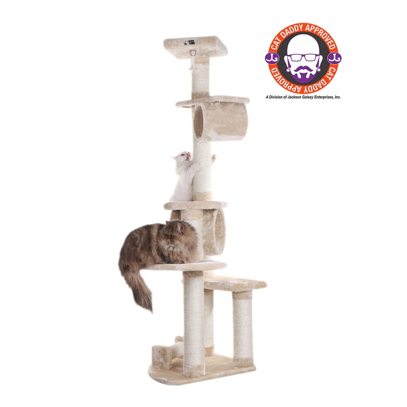 Armarkat 74-in Faux Fur Real Wood Condo & Cat Tree, Beige
