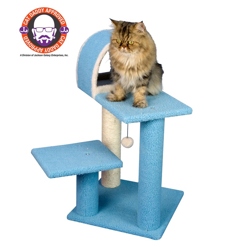 Armarkat 30-in Faux Fleece Real Wood Kitty Cat Hideout Bed, Sky Blue