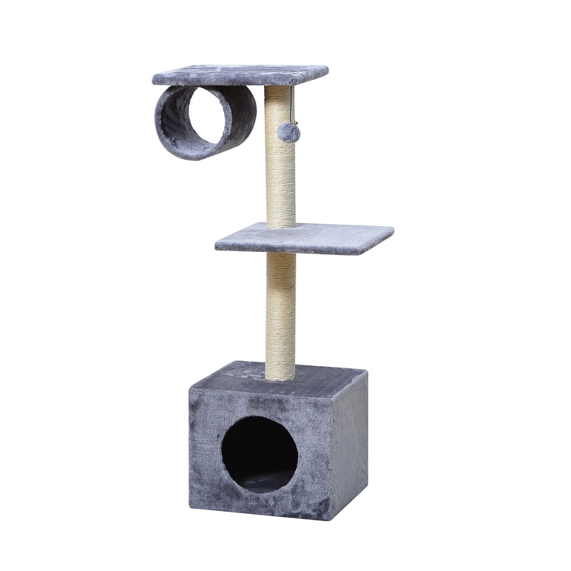 Two By Two The Aspen 41-in Plush Cat Tree Playground & Condo, Grey