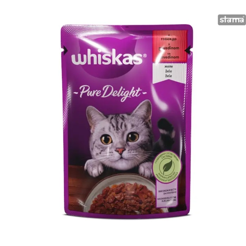Whiskas PURE DELIGHT Beef in jelly, 85g