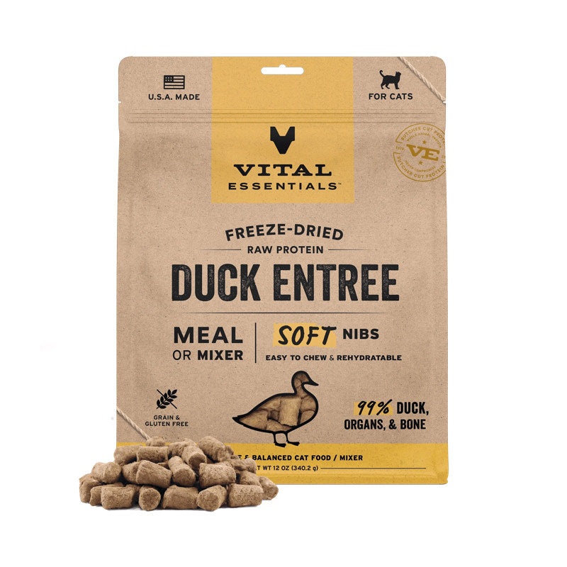 Vital Essentials Cat Freeze-Dried Raw Duck Soft Nibs 12oz