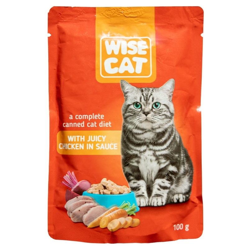 WISE CAT chicken in sauce pouch, 100g