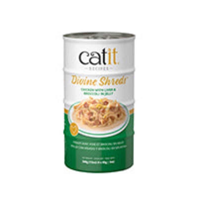 Catit Divine Shreds – Chicken with Liver & Broccoli in Jelly – 4 x 85 g Cans