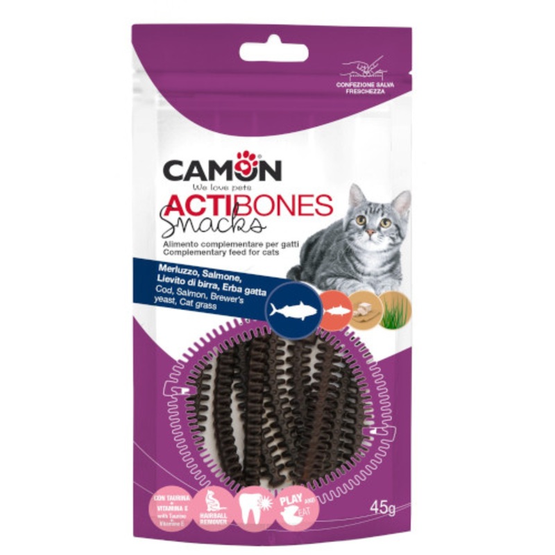 CAMON Actibones  cod and salmon snack for cats, 45g.