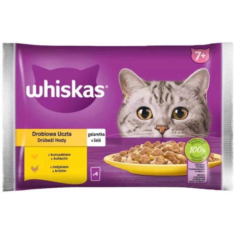 WHISKAS Senior Multipack of chicken and turkey in jelly, 4x85g