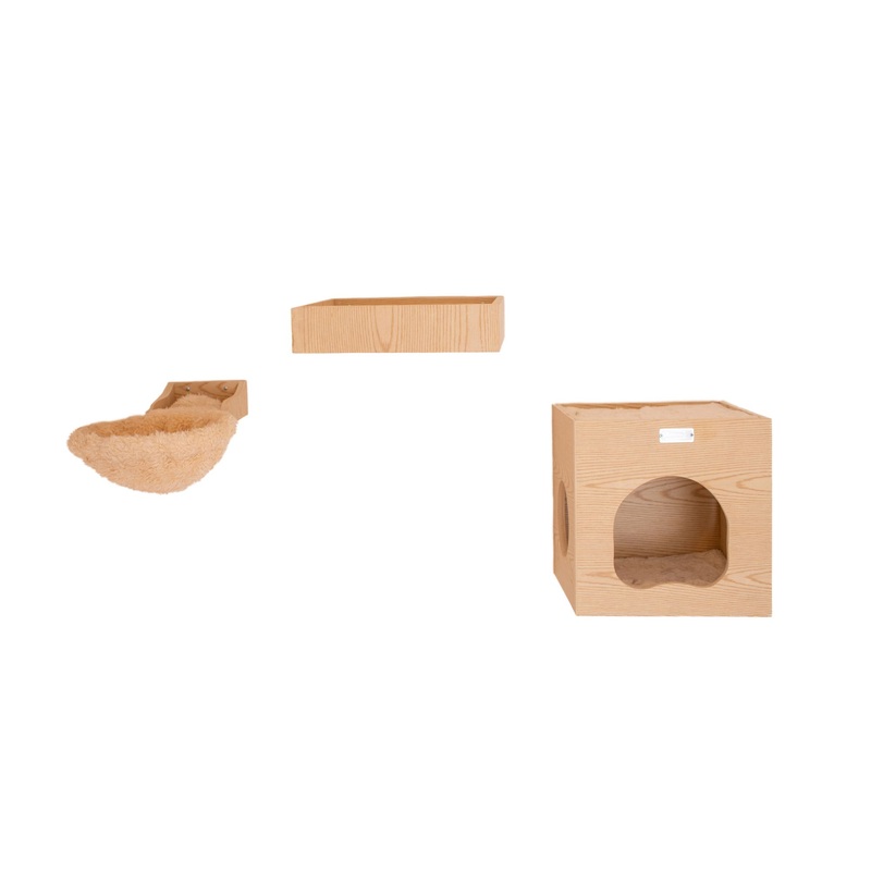 Armarkat Wall-Mounted Meandering Real Wood Cat Tree Climbing Shelf, Natural