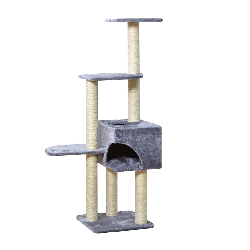 Two By Two The Spruce 54-in Plush Cat Tree Playground & Condo, Grey