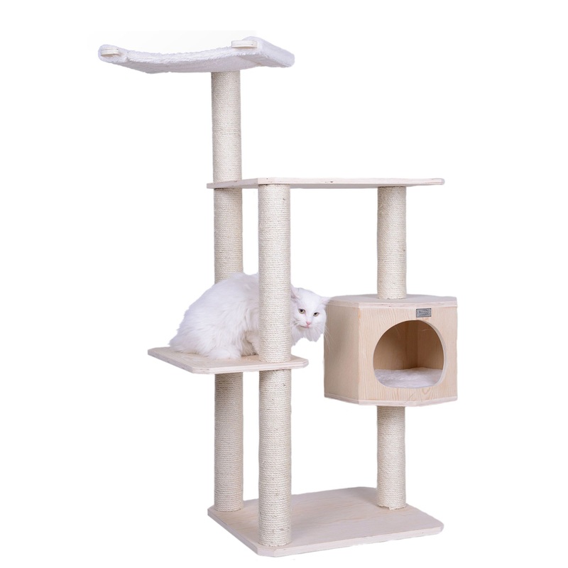 Armarkat 54-in Premium Scots Pine Real Wood Condo & Cat Tree, Natural