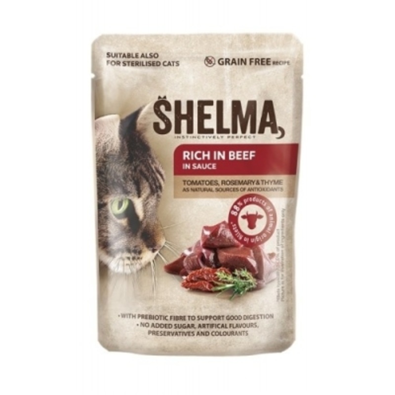 SHELMA POUCH CAT  with beef, tomatoes, herbs