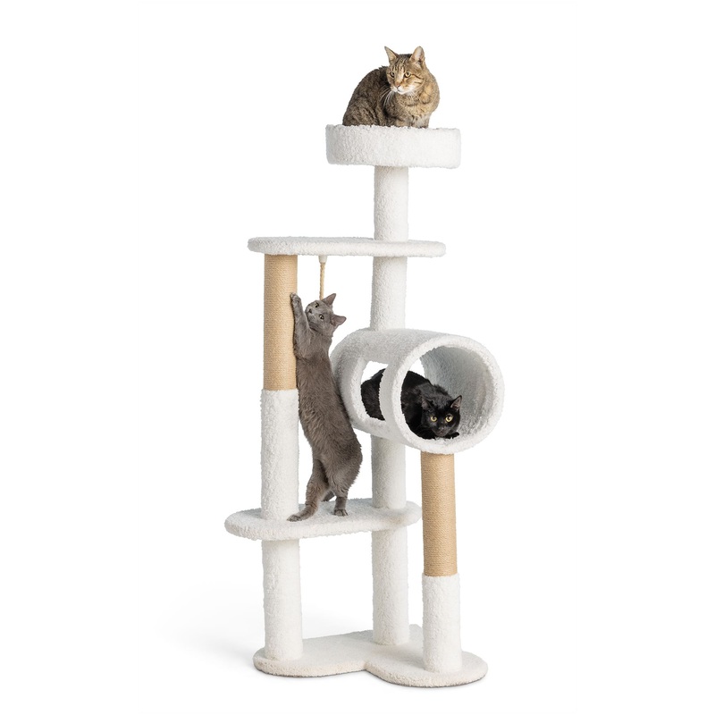 Whisker City 60-in Sherpa Cat Tower with Condo Tunnel