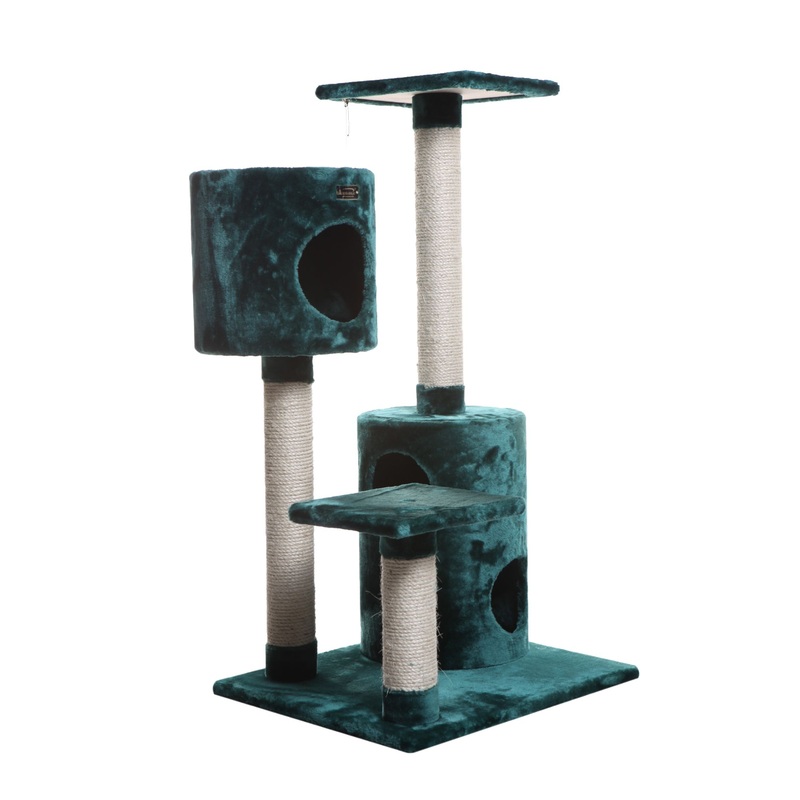 Armarkat 43-in Classic Faux Fur Real Wood Cat Tree, Dark Green