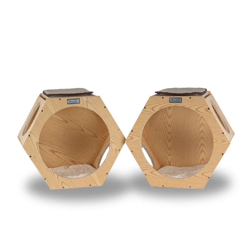 Armarkat Real Wood Wall Series Set of Two Natural Wood Wall Tree Additions, Natural