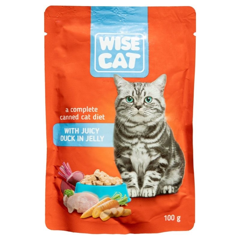 WISE CAT duck in jelly pouch, 100g