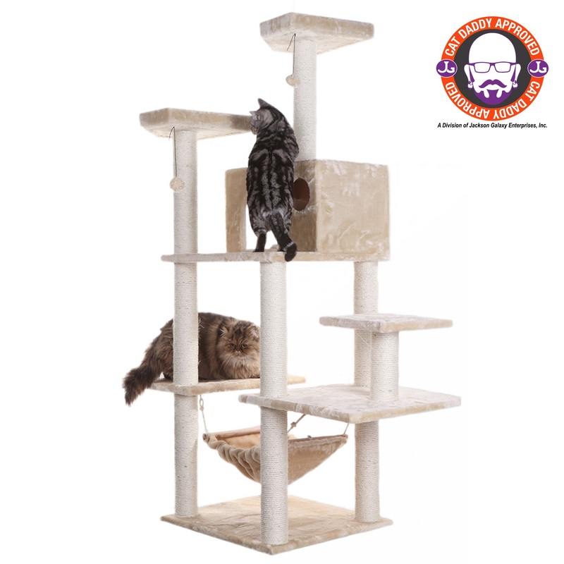 Armarkat 72-in Faux Fur Basket, Real Wood Condo & Cat Tree, Beige