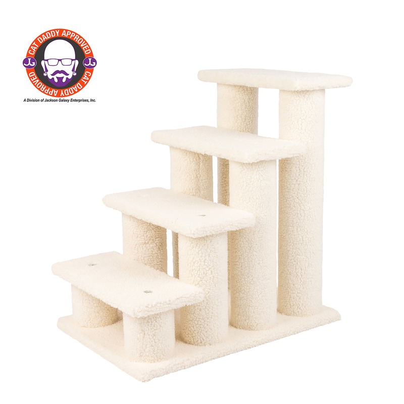 Armarkat 4 Steps Real Wood Pet Stairs Indoor Cat Stairway Step, Ivory