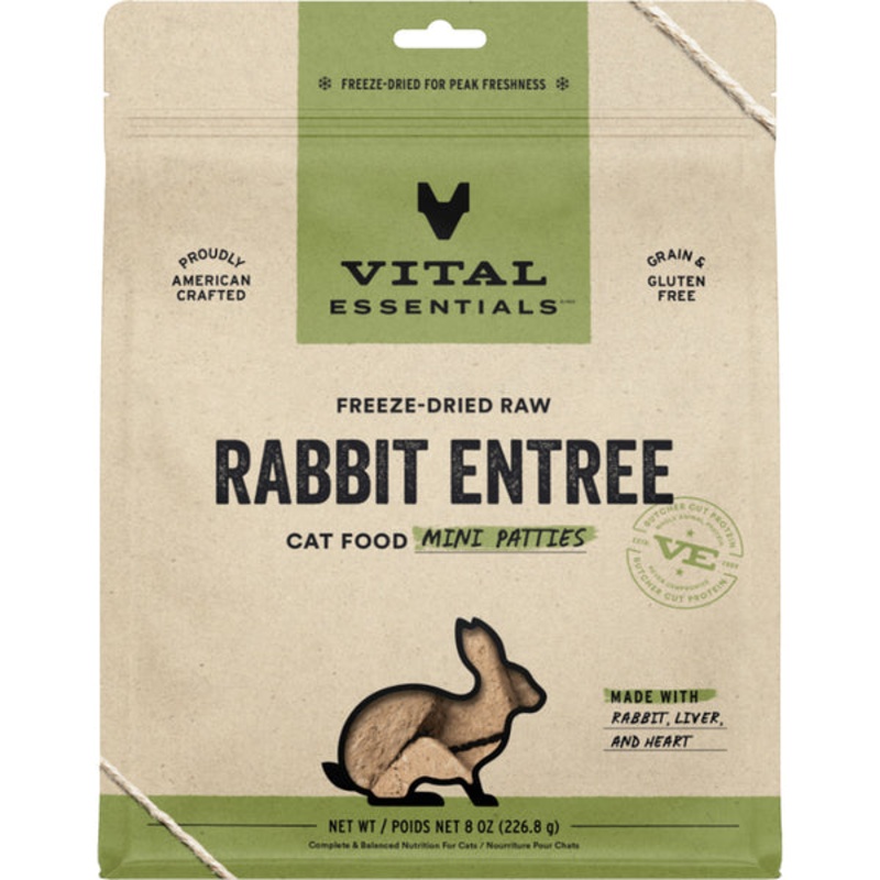 Vital Essentials Freeze Dried Raw Rabbit Mini Patties 8OZ | Cat