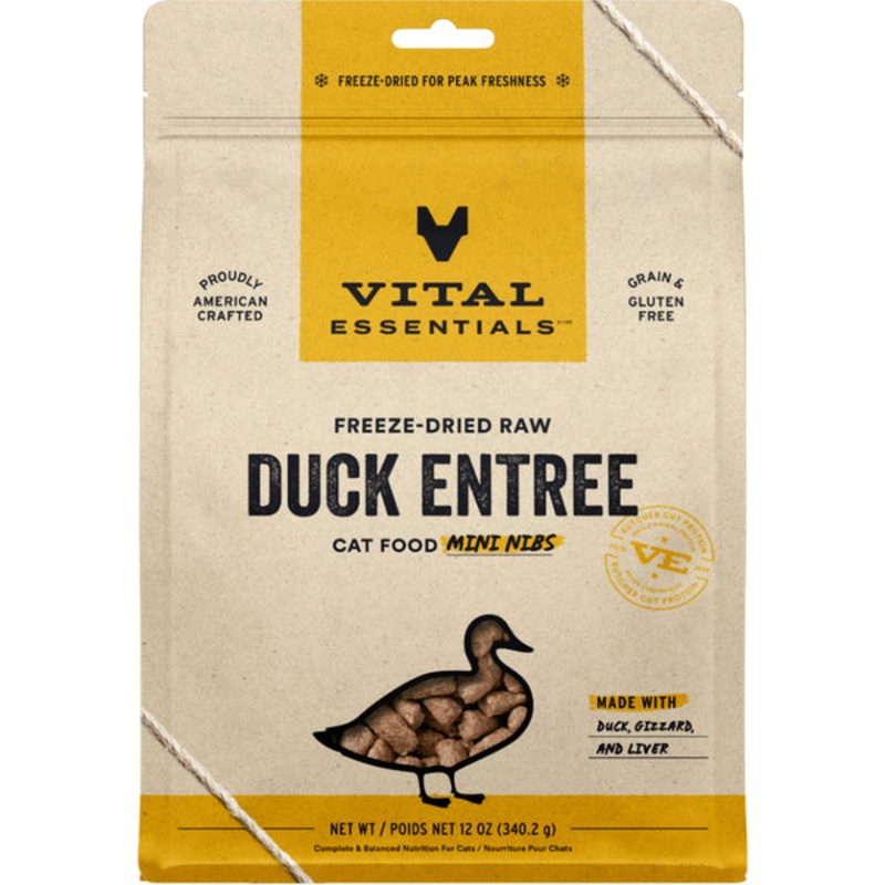 Vital Essentials Freeze Dried Duck Mini Nibs 12OZ | Cat