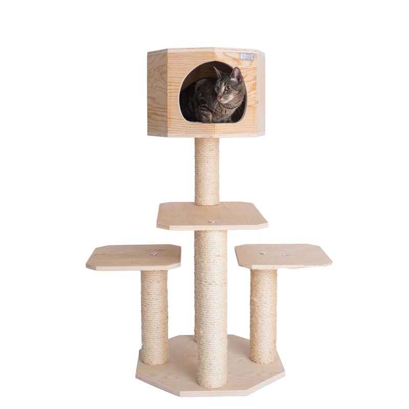 Armarkat 46-in Premium Scots Pine Real Wood Cat Tree With Scratching Posts, Natural