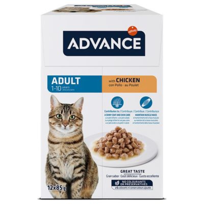 ADVANCE CHUNKS IN GRAVY FOR adult cats  WITH CHICKEN 12pcs x 85g
