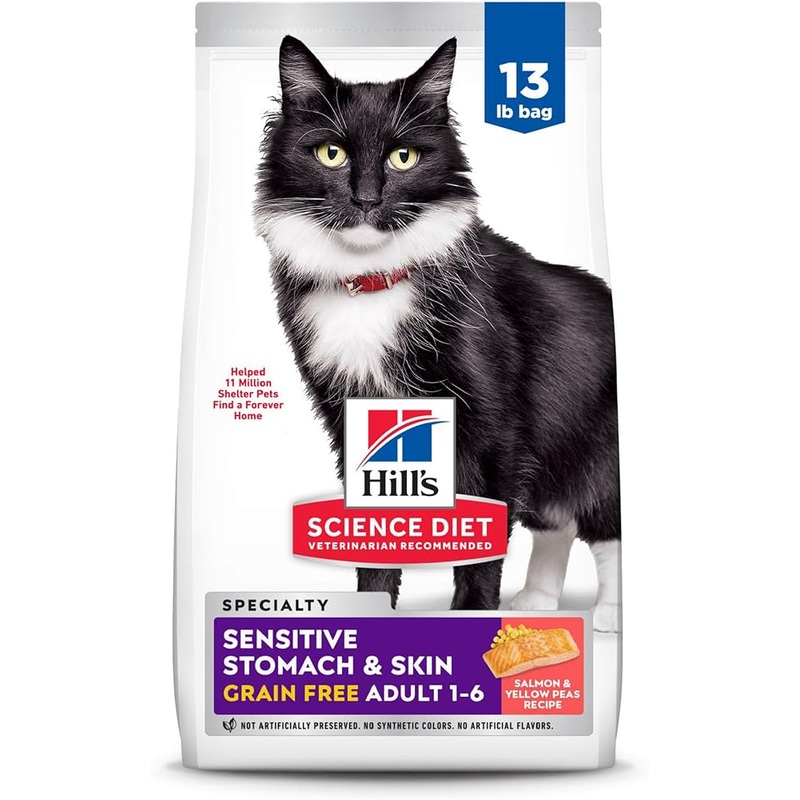 Science Diet Cat Adult Sensitive Stomach & Skin Grain Free Salmon & yellow peas 13lb
