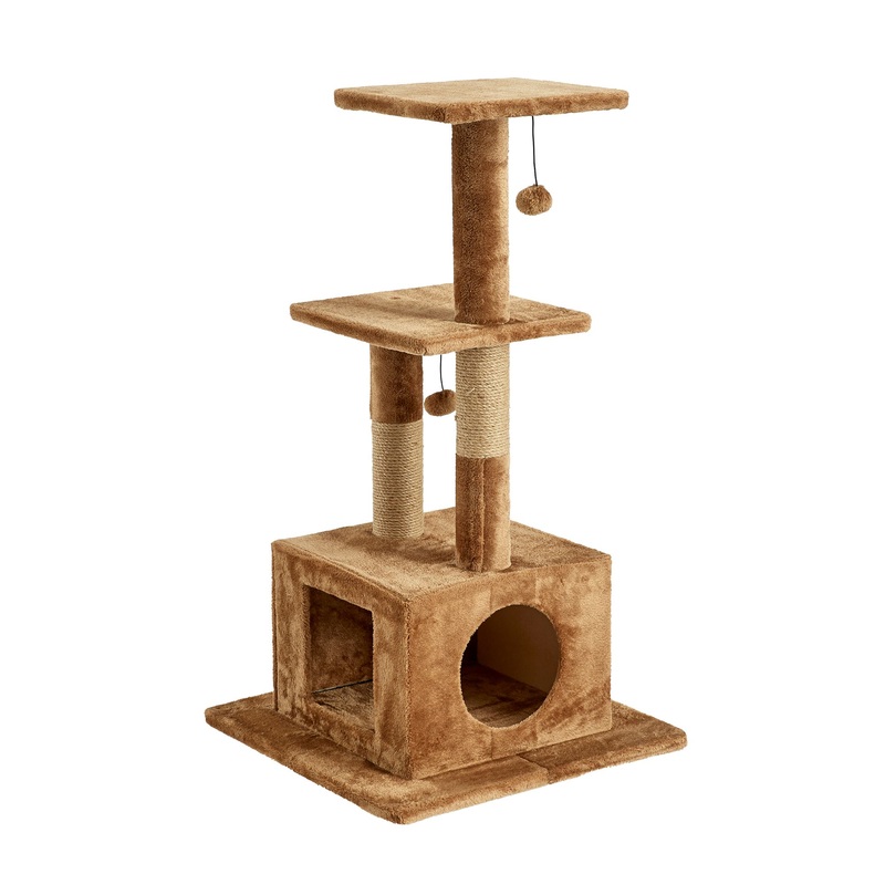 Two By Two The Willow 43-in Faux-Fleece Cat Tree & Condo, Brown