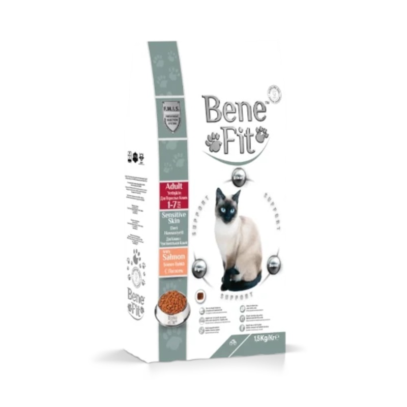 BeneFit Adult Sensitive Skin Cat Food With Salmon  1.5 kg
