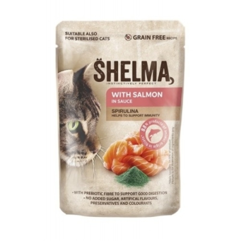 SHELMA POUCH CAT  with salmon, spirulina