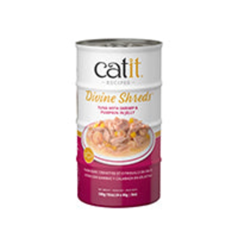 Catit Divine Shreds – Tuna with Shrimp & Pumpkin in Jelly – 4 x 85 g Cans