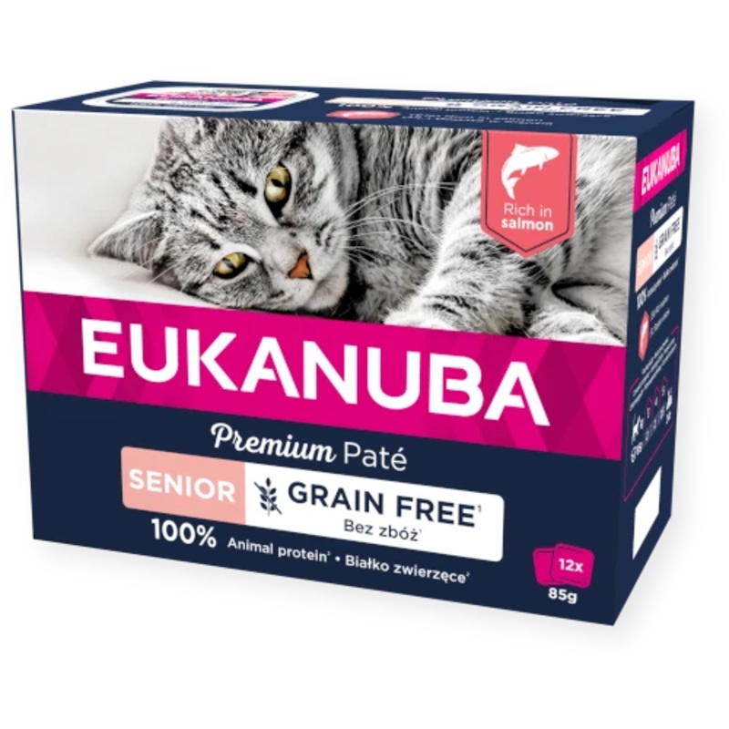 Eukanuba Senior Premium Grain free pate with salmon 12 x 85g