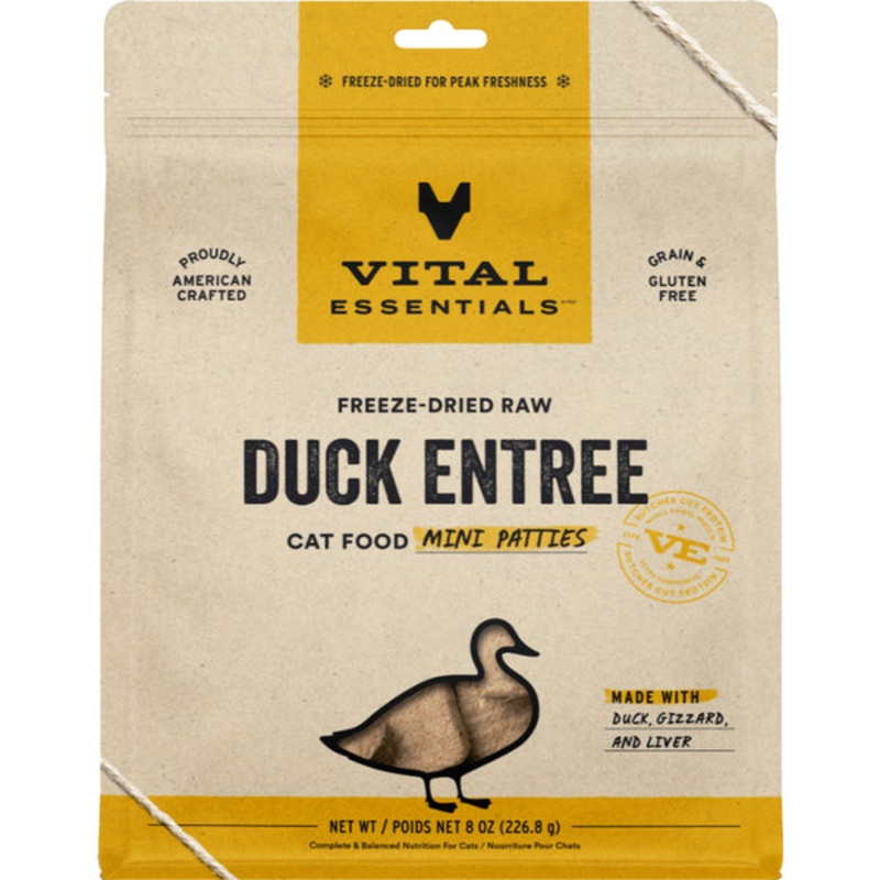 Vital Essentials Freeze Dried Raw Duck Mini Patties 8OZ | Cat