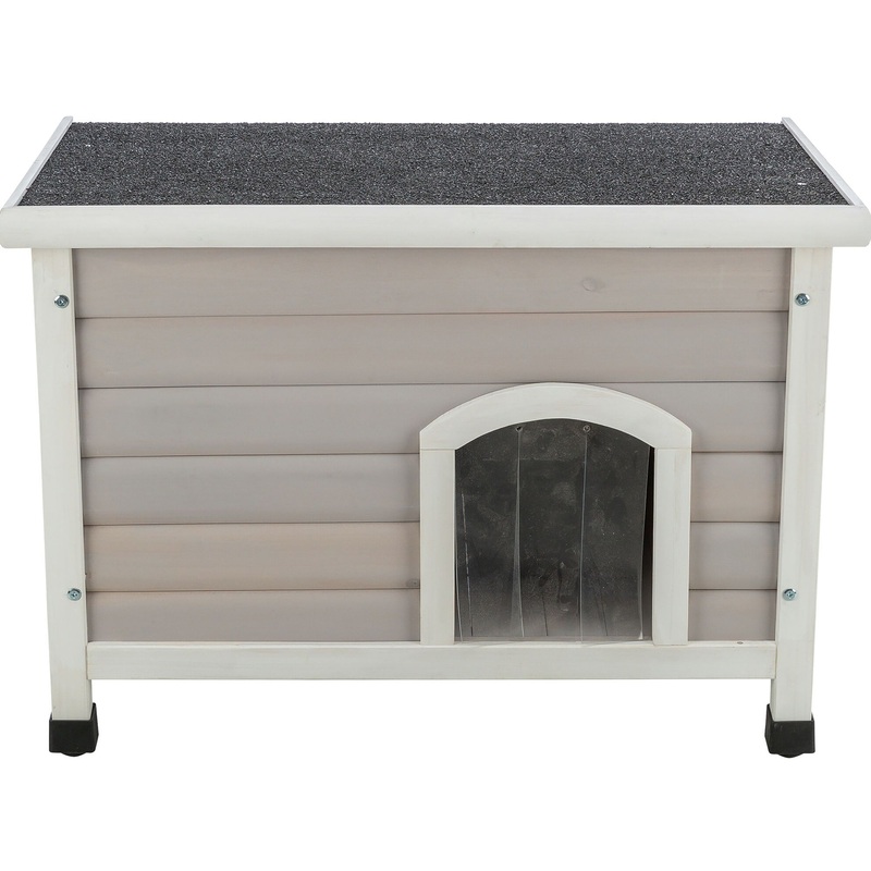 TRIXIE Classic Elevated Weatherproof Cat House, 2 Cover Openings, Indoor-Outdoor Cat Home