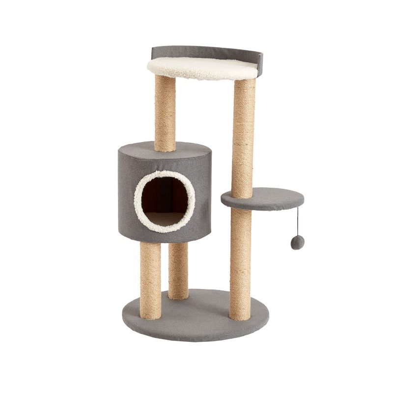 Two By Two The Oak 39-in Felt Cat Tree & Condo, Grey
