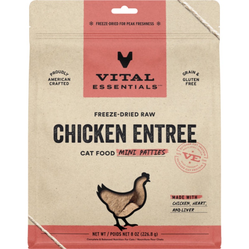 Vital Essentials Freeze Dried Raw Chicken Mini Patties 8OZ | Cat