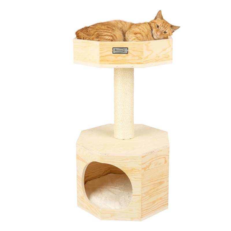 Armarkat 29-in Premium Scots Pine Real Wood Condo & Cat Tree, Natural