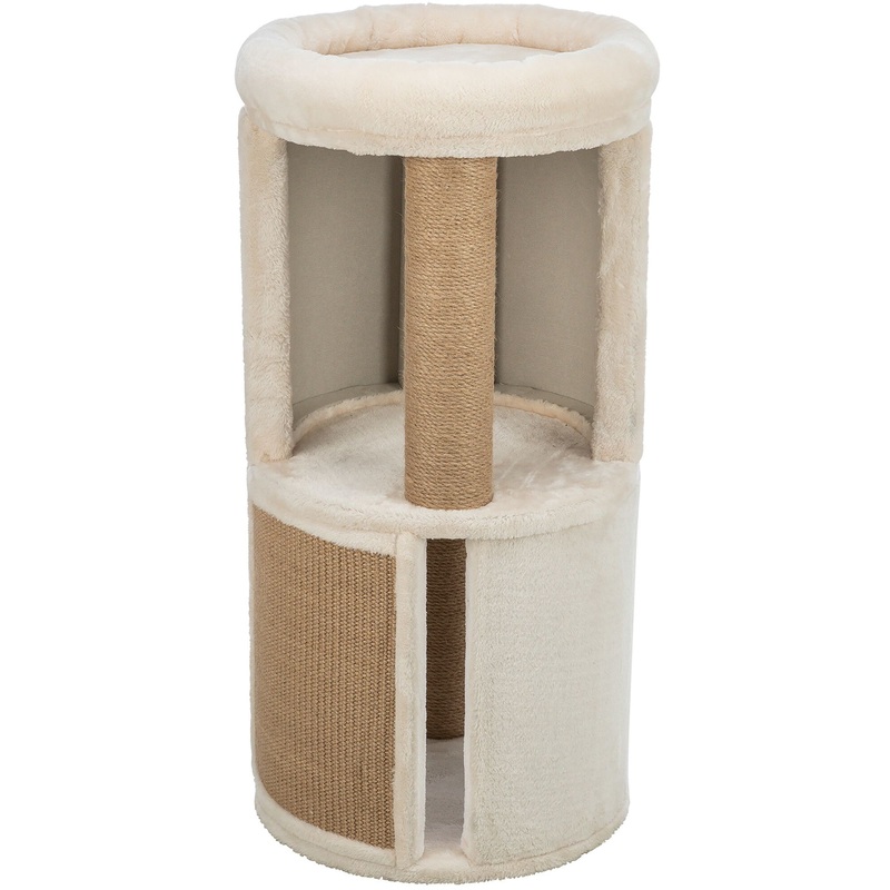 TRIXIE Giorgia Plush & Sisal 32″ Cat Condo Tower, Scratching Posts  with Padded Bed, Beige