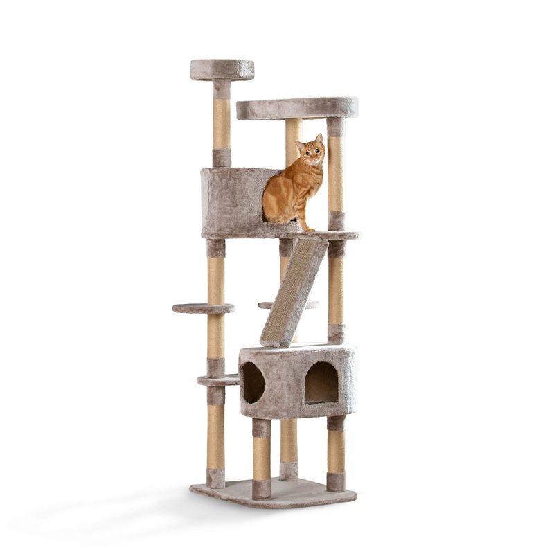 Whisker City 70-in Plush Mansion Cat Tree