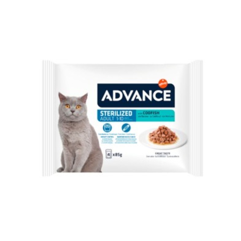 ADVANCE CHUNKS IN GRAVY FOR STERILIZED CATS  WITH CODFISH 4pcs x 85g