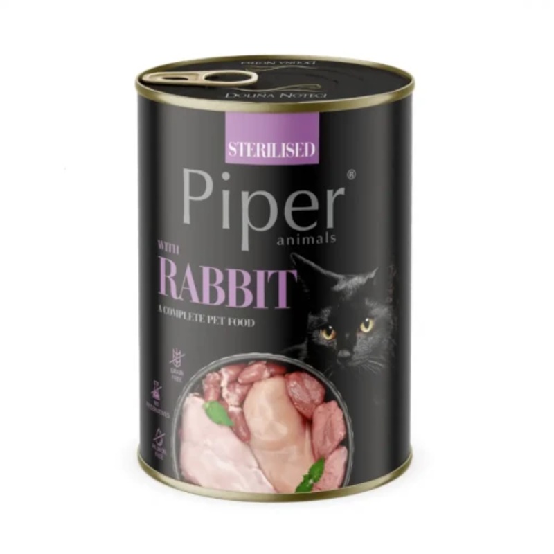 Canned food for neutered cats Piper Sterilized Rabbit, 185/400 g