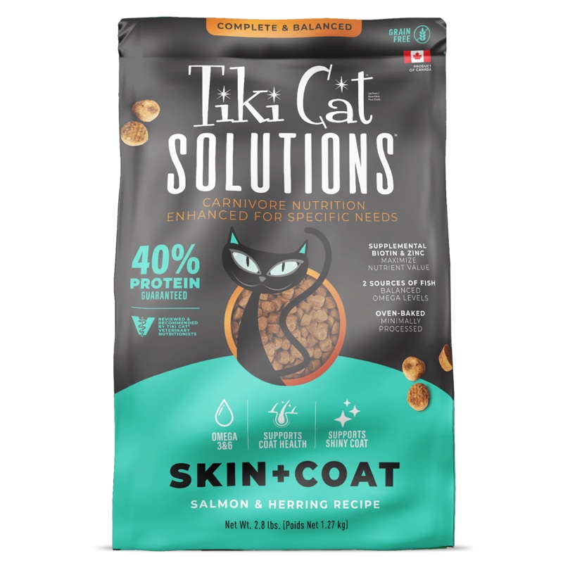 Tiki Cat Solutions Skin + Coat Baked Kibble: Salmon & Herring Recipe
