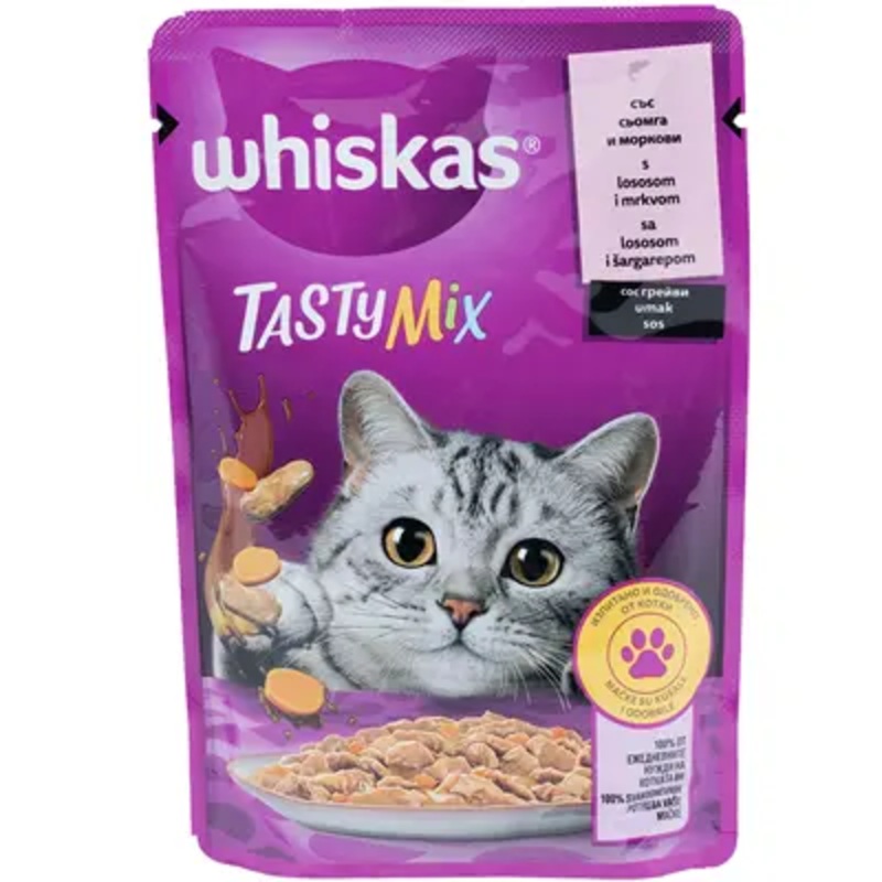 Whiskas Tasty mix Chef`s choice salmon and carrots, 85g.