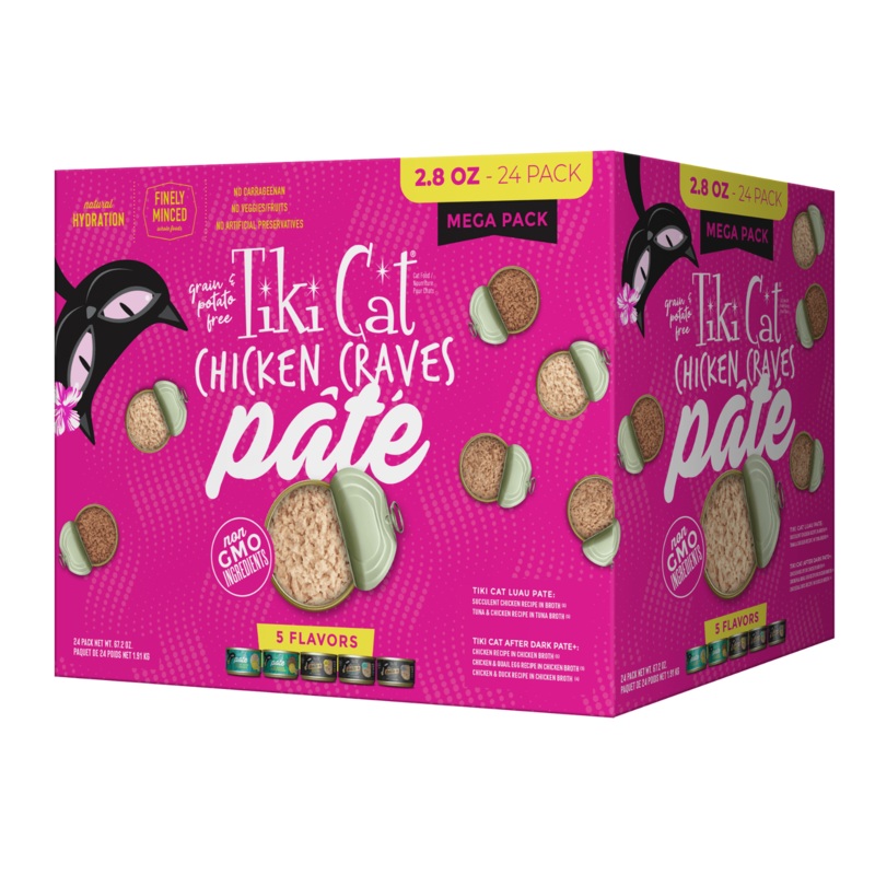 Tiki Cat Chicken Craves Pate Box Mega Pack 5-Flavour 24/2.8oz